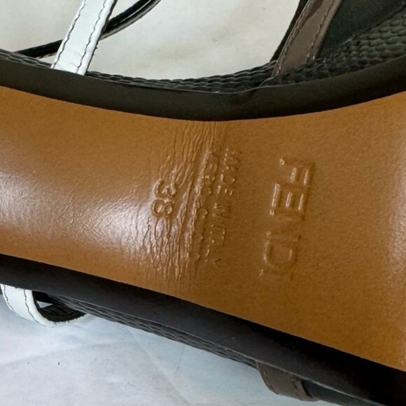 Fendi NEW Leather Logo Open Toe Strappy Platform Stiletto Heels Shoes Sandals 7 - Picture 11 of 16